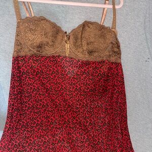 Just Sexy Leopard Print Chemise with Lace Trim